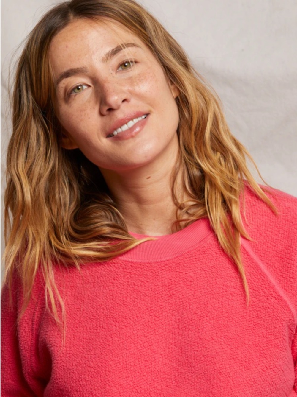 Perfectwhitetee Ziggy reverse fleece shrunken crew neck sweatshirt- Pink Bloom
